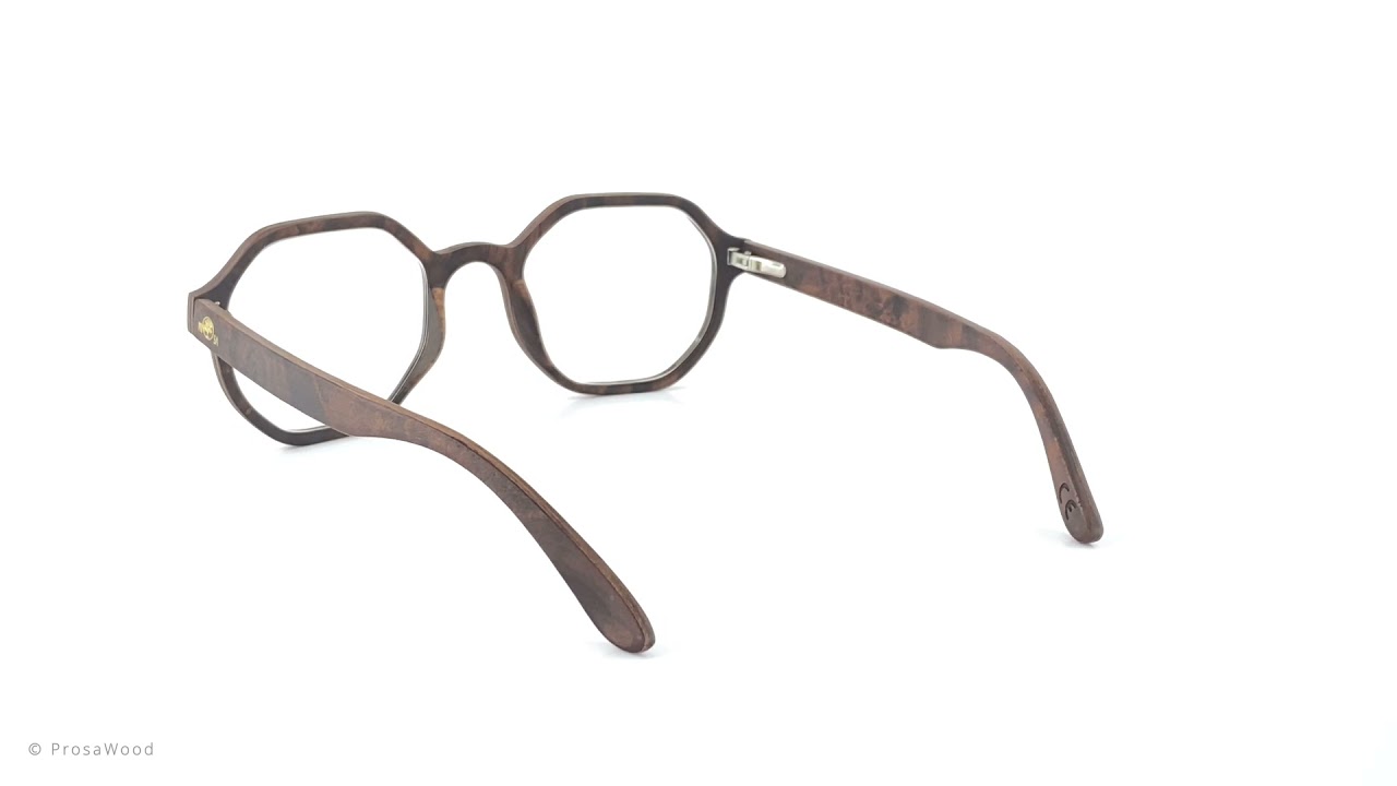 Wood Eyeglasses By Prosawood 360 video - Model Tiger - Walnut Burl