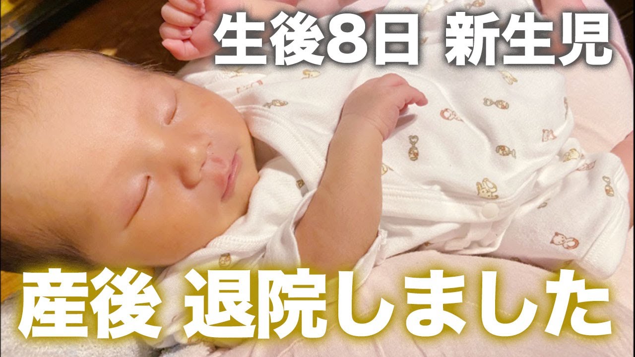 退院 新生児と出産後初めて家に帰る 初めてだらけの1日 パパ育児 赤ちゃんと犬 Youtube