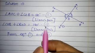 Prove that if two lines intersect, vertically opposite angles are equal