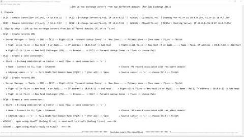 Link up two exchange servers from two different domains (for lab Exchange 2013)