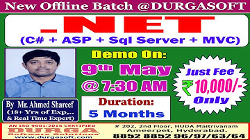 .NET (C# + ASP + Sql Server + MVC) Offline Training @ DURGASOFT