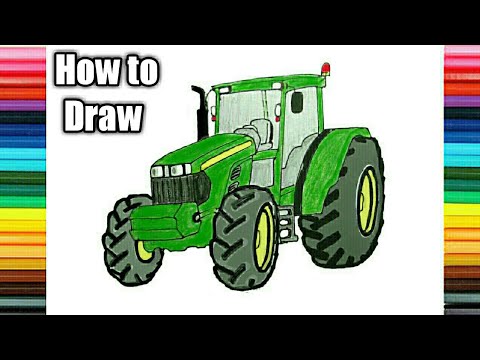 John Deere Tractor Drawing l How to Draw John Deere Tractor by ck arts