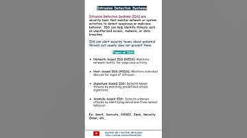 What is IDS | Intrusion Detection Systems | Info | Cybersecurity | Security Awareness|  Karthik SR