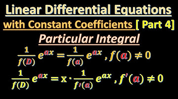 Linear differential Equations with Constant Coefficients Part 4 I  Right Hand Side is Function of x