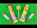 Satisfying relaxing candy  unboxing rainbow lollipop chocolate with yummy sweets cutting asmr