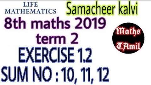 8th maths 2019 term 2 / EXERCISE 1.2 sum no: 10,11,12/ SAMACHEER-KALVI/FARIHA MATHEMATICS