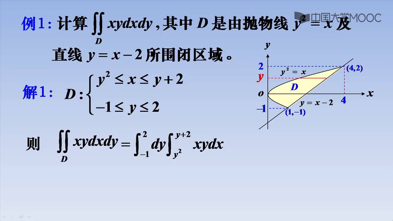 8 2 二重积分的计算part 1 直角坐标系下二重积分的计算 Youtube