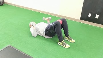 Hooklying Glute Bridge w/ Alternating DB Floor Press