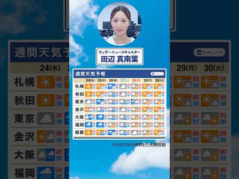 【週間天気】 この先は梅雨前線と台風の情報に注意警戒が必要⚠️#通勤タイパ #今週の天気 #田辺真南葉