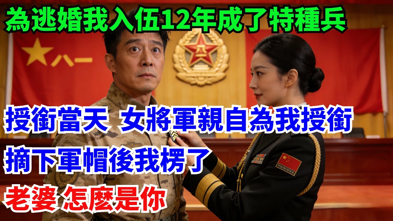 為逃婚我入伍12年成了特種兵，授銜當天，女將軍親自為我授銜，摘下軍帽後我楞了：老婆，怎麼是你#奇聞#故事#原創故事#年代故事#軍人#退役#軍旅情