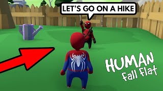 Deadpool and Spiderman's Epic Hiking Expedition in Human Fall Flat!