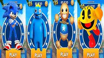 Sonic Dash vs Buddyman Run (Kick the Buddy) vs Pacman vs Rainbow Friends - All Characters Unlocked