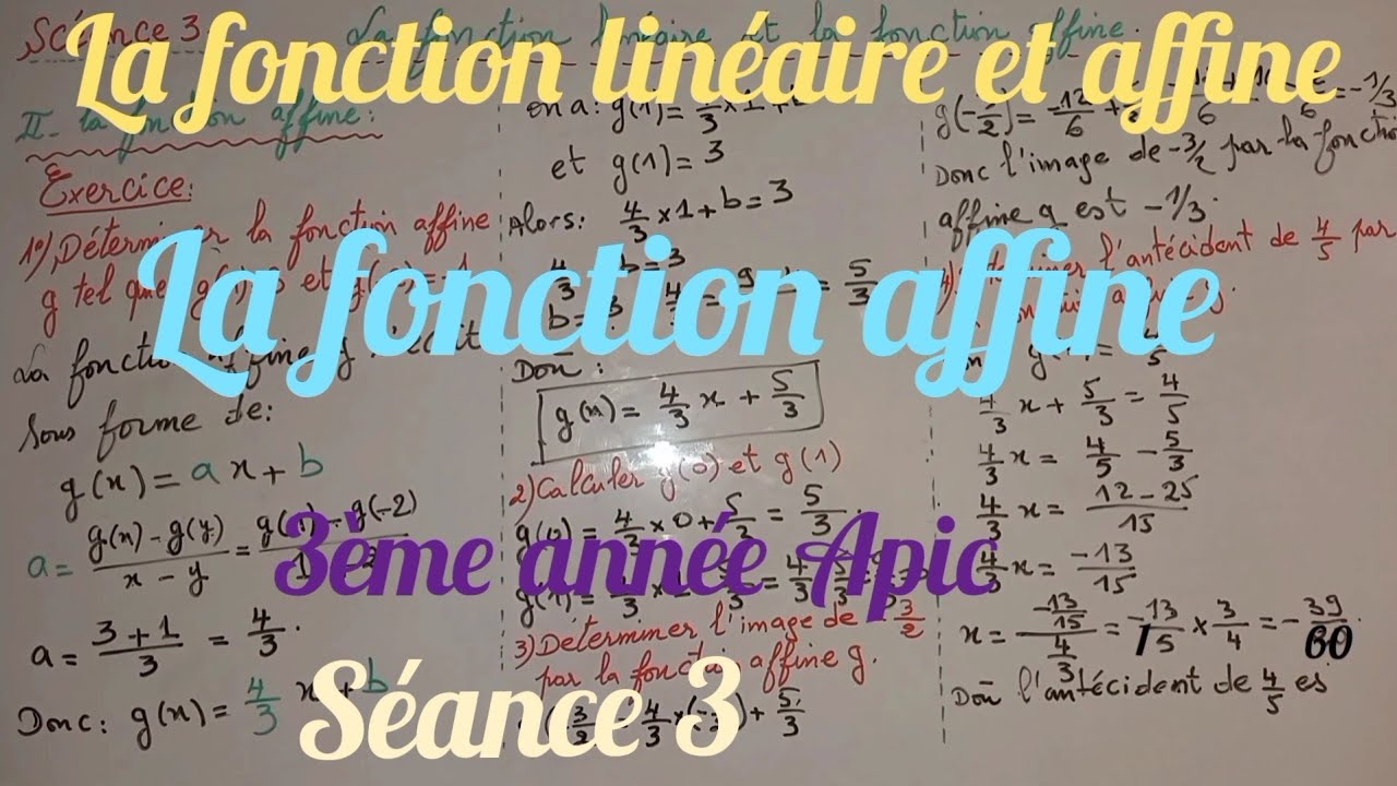 La fonction affine. séance 3. 3ème année collège biof