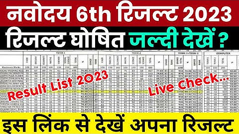 Navodaya Result 2023 Class 6 | Navodaya Vidyalaya Class 6th Result 2023 | JNV 6th Result 2023 |
