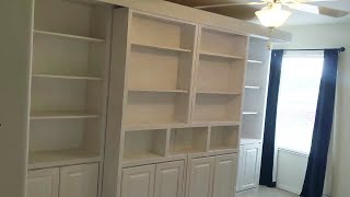 Savona Murphy Wall Bed Hidden Behind Traditional Sliding Library Bookcase Cabinets