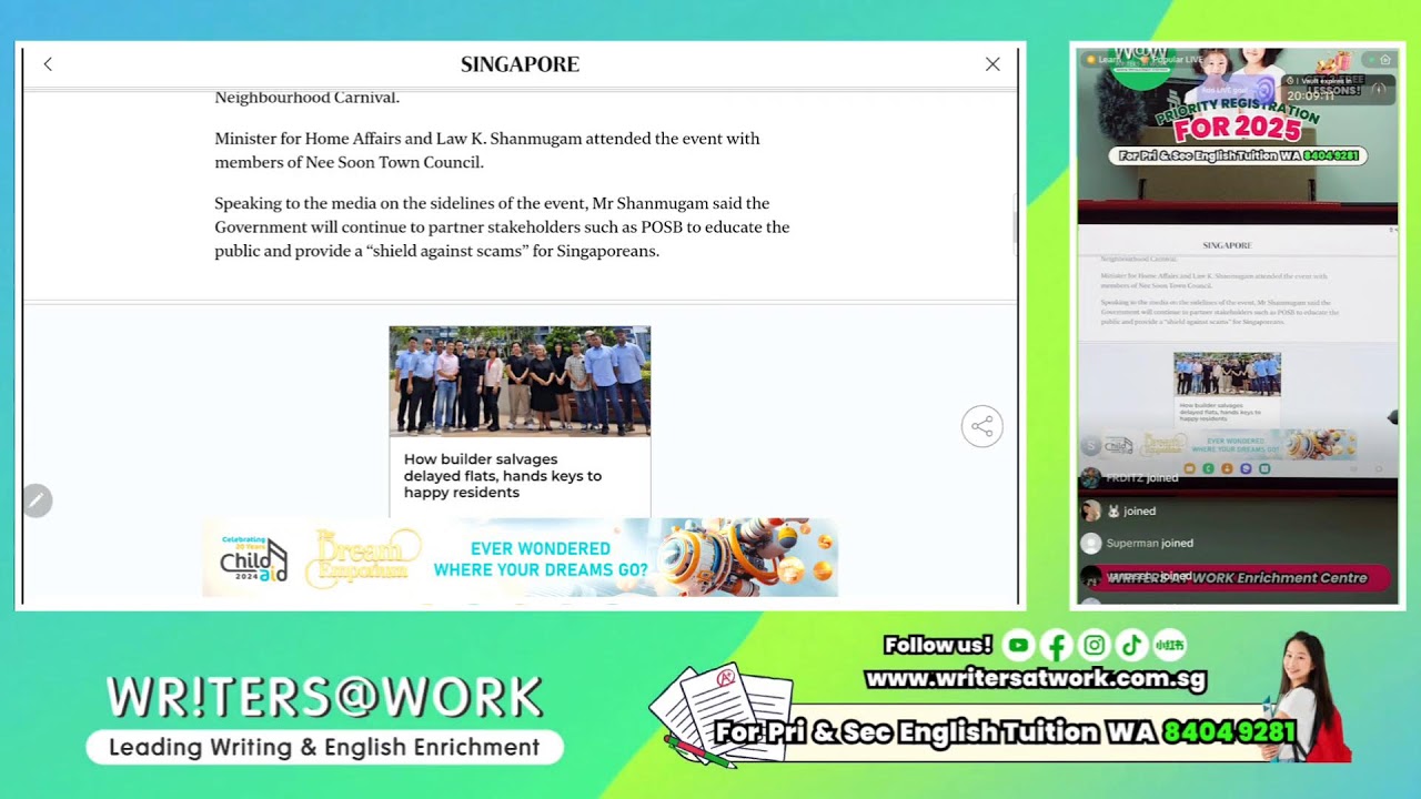 Morning News Reading + Vocab Bank Building | WRITERS AT WORK - YouTube