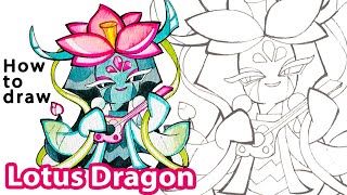 How to draw Lotus Dragon Cookie from Cookie Run Ovenbreak