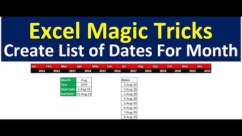 Excel Magic Trick Create a List of Dates For the Month With Formula