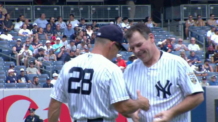 TB@NYY: Wetteland tosses the ceremonial first pitch