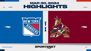 NHL Highlights | Rangers vs. Coyotes  March 30, 2024