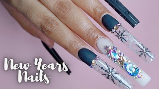 HOW TO COLOR BLOCKING/ ICE EFFECT/ BLACK ACRYLIC NAILS/ ACRYLIC APPLICATION IN REAL TIME