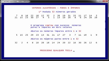 Vetores aleatórios   Pares e ímpares