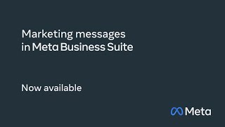 Meta Business Suite | How to Send Marketing Messages English