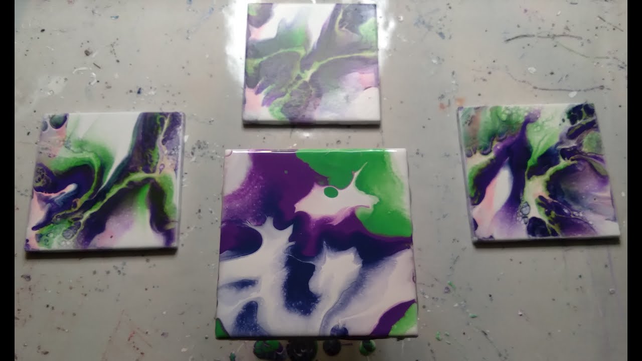 #23- A Change of Heart-Acrylic Pouring on Ceramic Tiles - YouTube