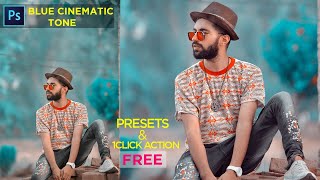 Cinematic Soft Blue Color Grading Like Haji NewTon 😍Photoshop Tutorial | Free Preset & 1Click Action screenshot 5