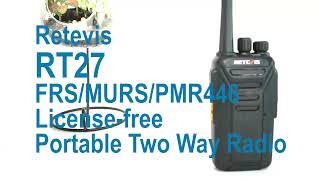 RT27 Walkie Talkie Licence-free Radio PMR/FRS PMR446 UHF 16/22CH VOX Scrambler Portable