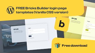 Free Bricks Builder login & registration page templates - Vanilla CSS version