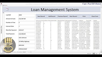 Overview of Loan Management System Developed in Microsoft Access