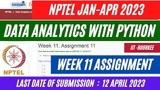 NPTEL Data Analytics with Python Week 11 Assignment Solutions || Jan- Apr 2023 || @OPEducore