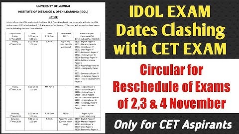 IDOL EXAMS DATES CLASHING WITH CET EXAM RESCHEDULE | Mumbai University | ASHISH SIR