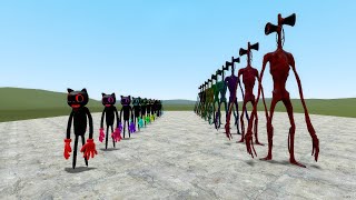 RAINBOW SIREN HEAD ARMY VS RAINBOW CARTOON CAT ARMY!! Garry's Mod Sandbox