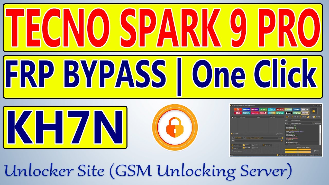 Tecno Spark 9 Pro (KH7n) FRP Bypass By Unlock Tool - YouTube