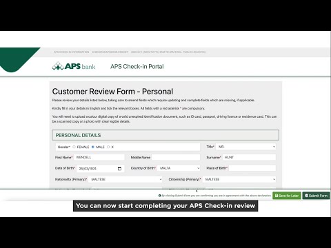 APS Check-in - Step-by-step guide (Online form)