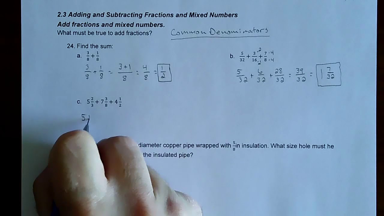 Adding and Subtracting Fractions and Mixed Numbers - Part 1 - YouTube