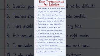 15 Lines on Exam Transparency and Fair Evaluation in English