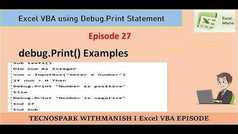 Excel VBA Debug.print Statement Examples I Debug.Print Statement I Episode -27