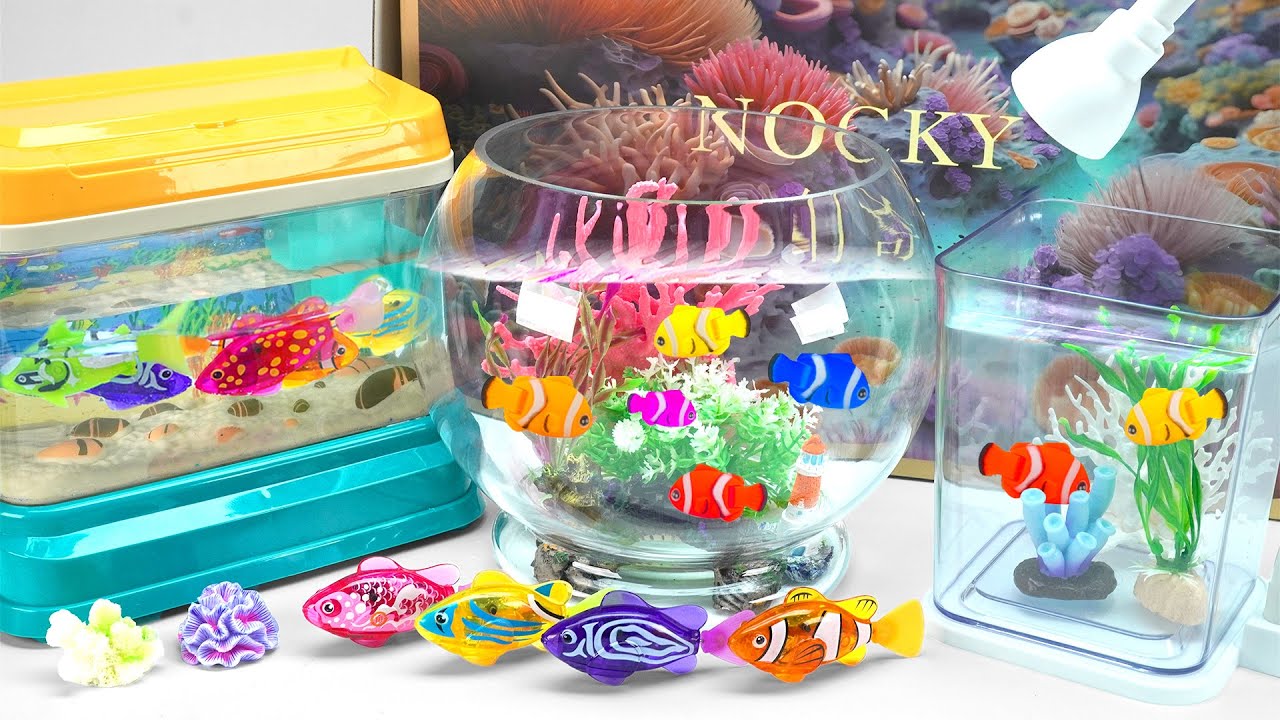 [toy asmr] Glowing Fish Tank Toy Set ASMR Satisfying with Unboxing No Talking | Review Toys