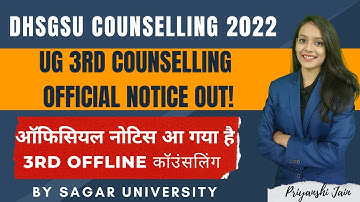 UG Third Counselling Notification 2022 DHSGSU | Admission 2022-23 |Priyanshi Jain | Sagar University