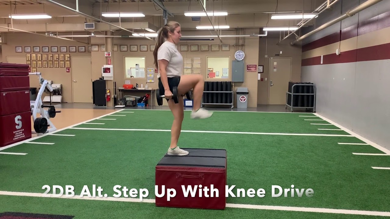 2DB Alt Step Up With Knee Drive - YouTube