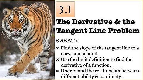 3.1 : The Derivative & the Tangent Line Problem