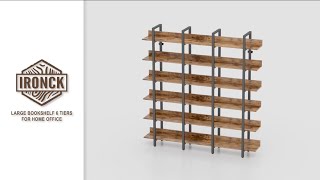 IRONCK Triple Wide 6 Tiers Bookshelf