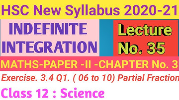 No. 35 Indefinite Integration ||  Exercise 3.4 ( 1 to 5 ) Partial Fraction||12th Science- Maths-II