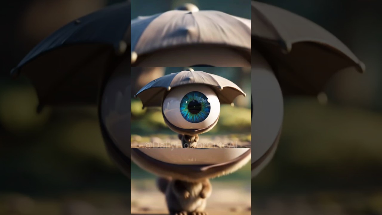 ☂️ Umbrella-Eyed Critter | Spinning Horror-Cute Loop 