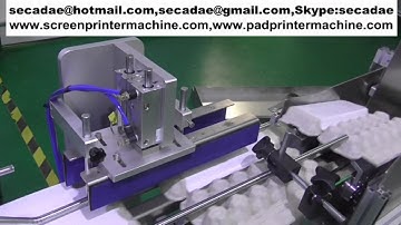 buy cheap automtic loading and unloading pulp egg container label applicator machine