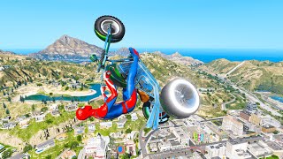 GTA 5 Spiderman Epic Jumps Compilation(GTA V Fails Funny Moments)