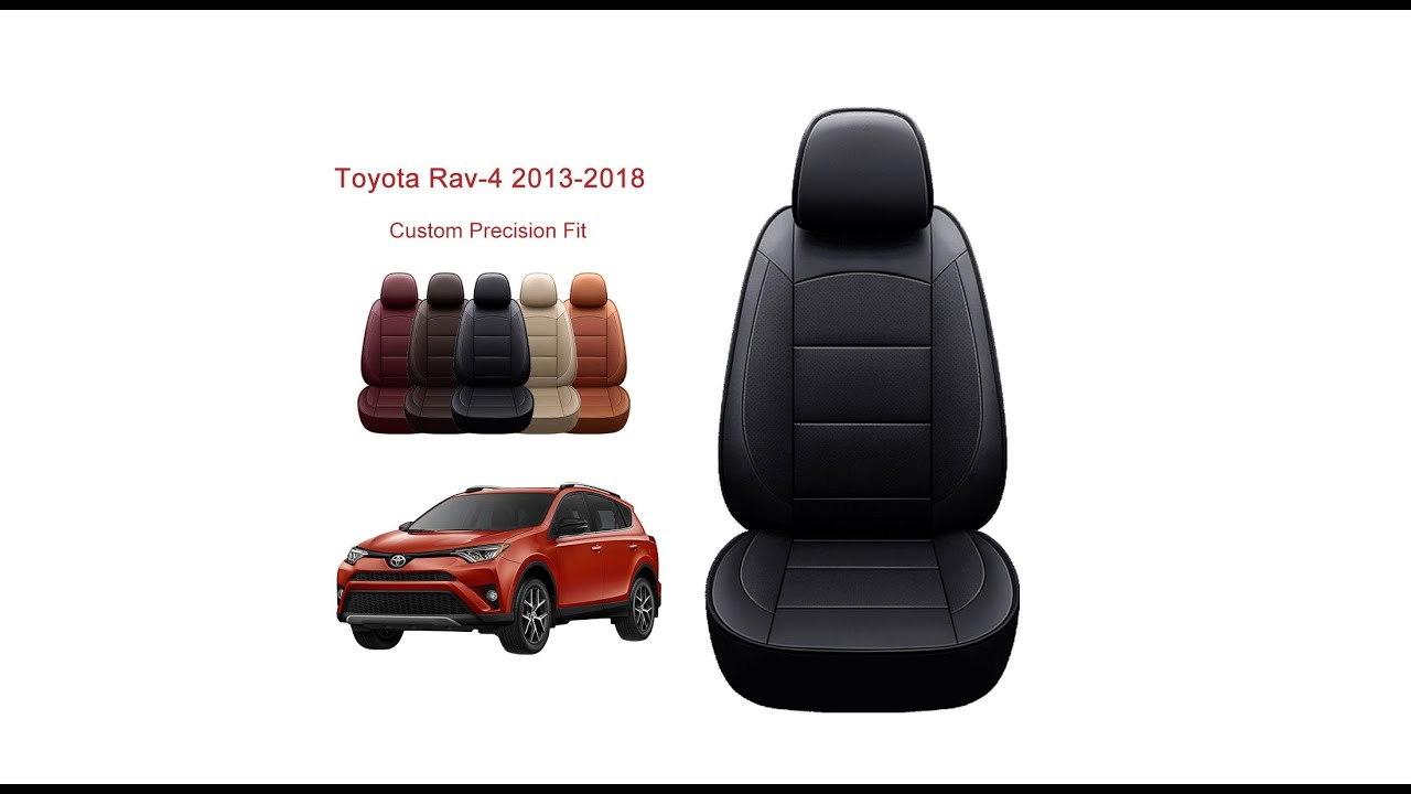 OASIS AUTO 2013-2022 Rav-4 Non-Hybrid Custom Fit PU Leather Seat Cover 2013-2018 Rav4, Black 